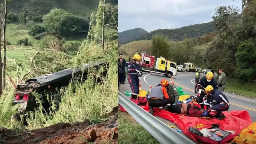 Ônibus com 48 pessoas caiu em ribanceira em Cruzeiro, São Paulo, deixando cinco mortos. É muito sério esse tipo de acid…