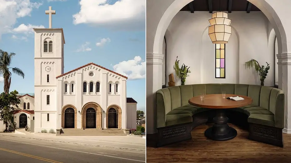 Bethany Presbyterian Church em Los Angeles virou Hotel Lucile, um boutique com 25 quartos. Ver um prédio de 95 anos pas…