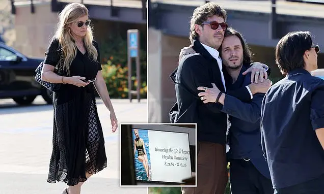 Connie Britton e Beverly D'Angelo estiveram na cerimônia em Malibu Pacific Church para homenagear amigas da Hayden Pane…