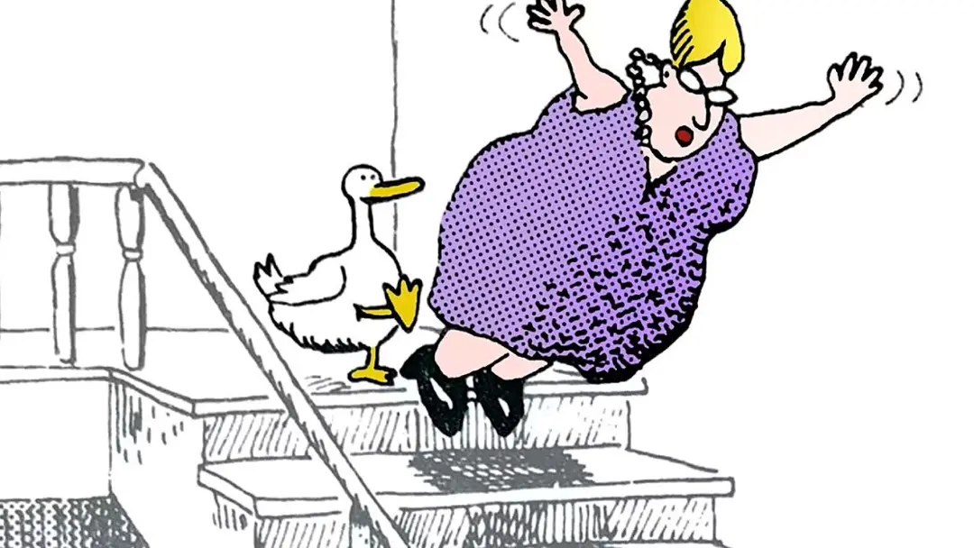 Dezenas de desenhos do Far Side usam patos como motivo recorrente. Essa inserção de animais antropomórficos no humor do…