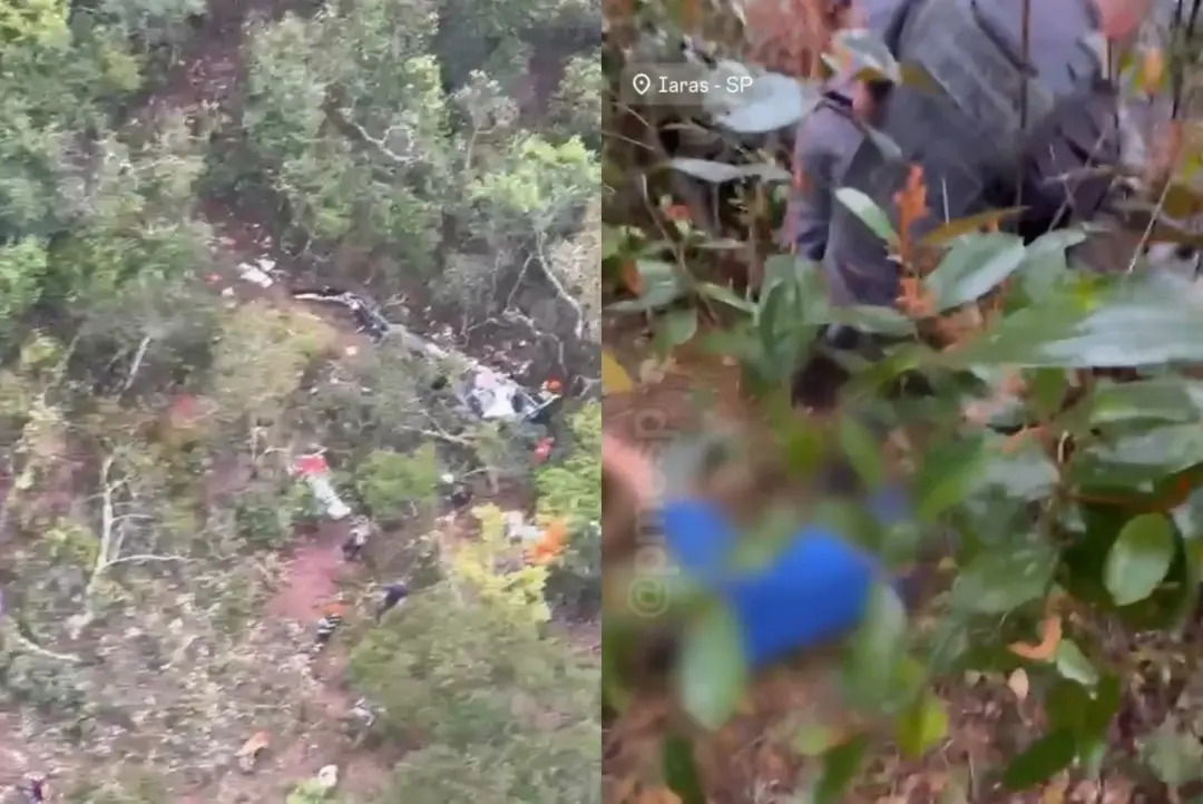 Três sobreviventes foram resgatados após helicóptero cair em mata fechada em Iaras, SP. A dificuldade do resgate mostra…