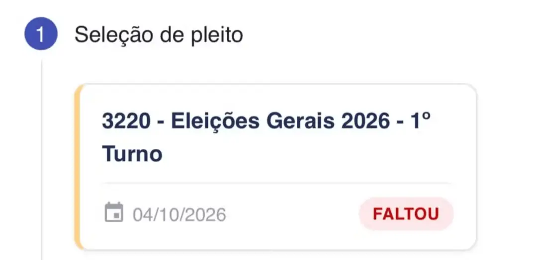 Eleitores que votaram no primeiro turno de 2026 viram a mensagem Faltou ao consultar a situação eleitoral no TSE. O Tri…