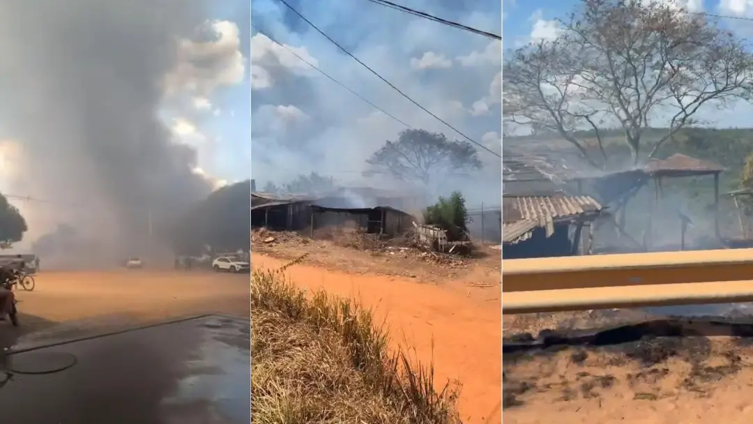 Incêndio atingiu casas e estabelecimentos comerciais em Buriticupu, MA. O fogo se espalhou rápido, mas moradores conseg…