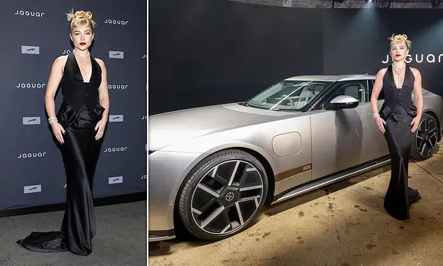 Florence Pugh liderou o lançamento do carro elétrico Jaguar Type 01 de 120 mil libras em Nova York. O evento mostra o l…