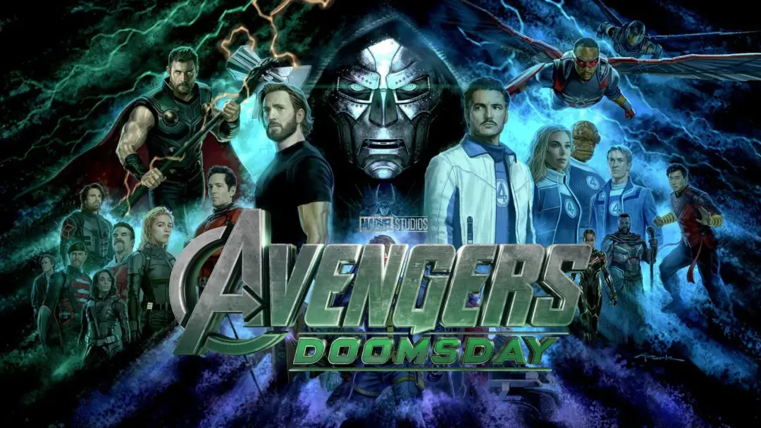 Doctor Doom bucket com olhos verdes brilhantes circulando pra Avengers: Doomsday. O design do copo de pipoca e do copo …