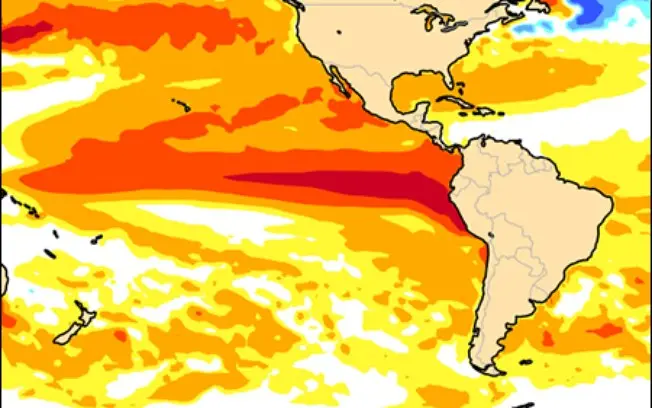 El Niño deve ficar intenso até 2027, com pico de temperatura podendo passar 4°C no final de 2026. A projeção de aquecim…