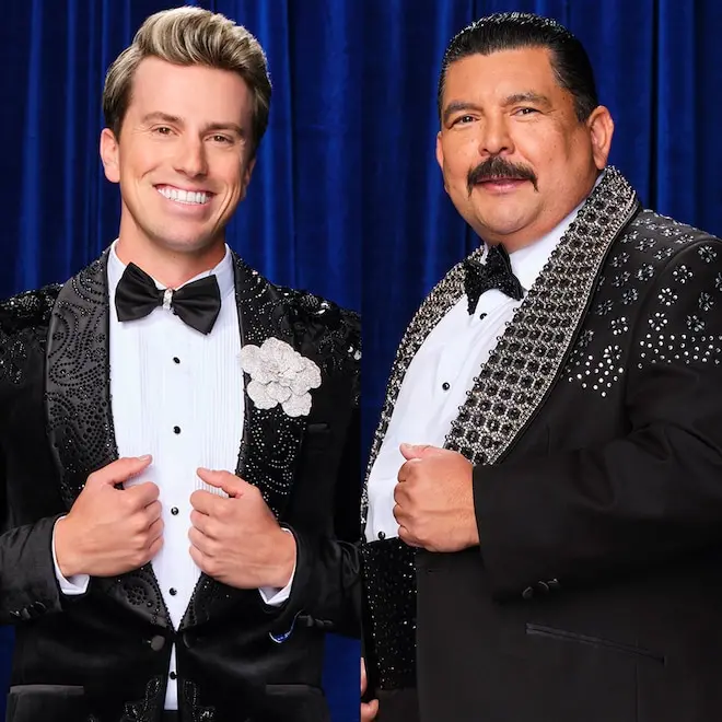Jackson Olson e Guillermo Rodriguez caminham juntos depois da questão levantada por Olson sobre Rodriguez no Dancing Wi…