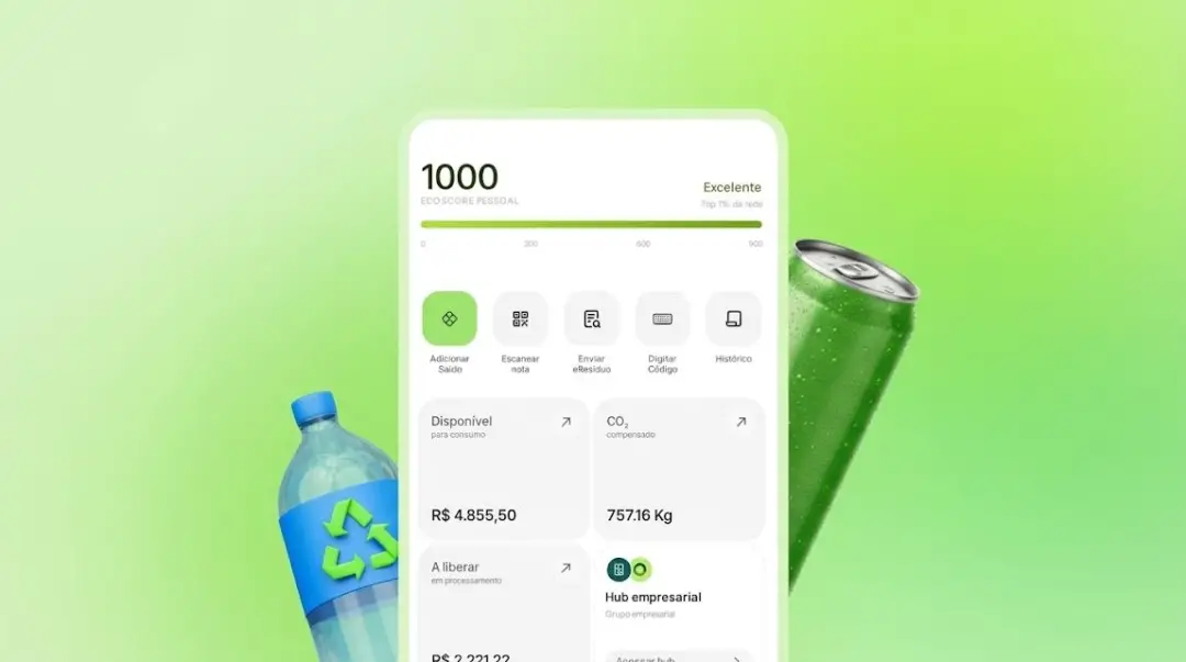EcoPay criou o EcoScore, um índice de 0 a 1.000 que mede reputacao ambiental baseado em documentos como MTR e CDF. Pref…