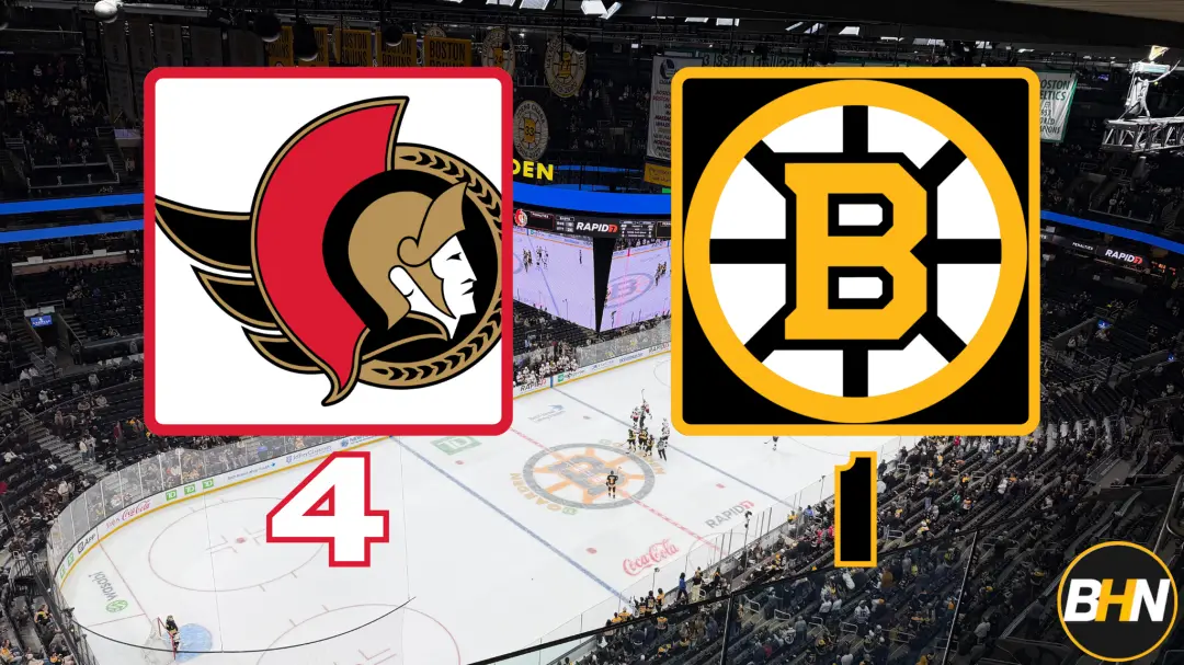 Bruins perdeu de 4 a 1 para os Senators em casa. Um primeiro período e dois períodos ruins deixaram o time sem pontuar …