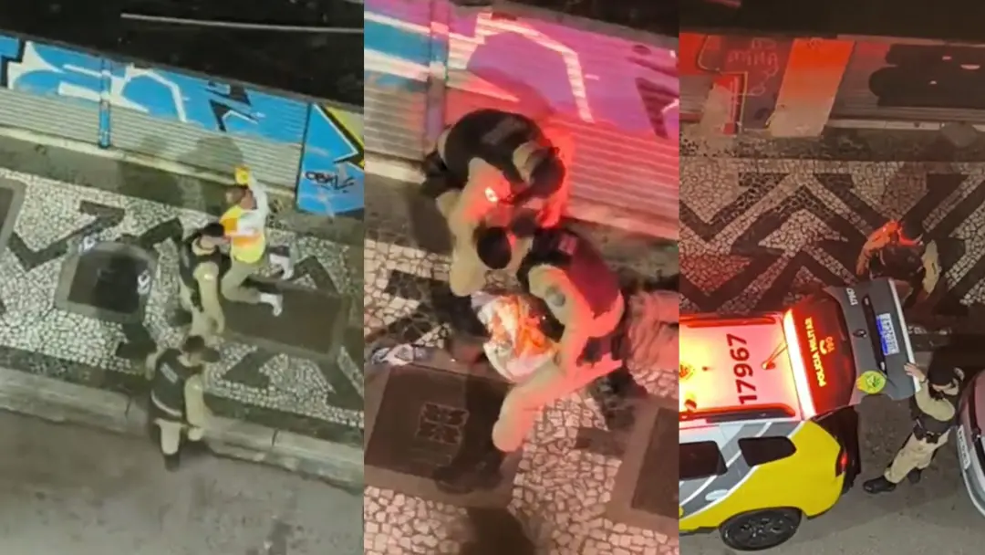Curitiba, dois policiais filmados agredindo um homem. Mesmo ele parado, os socos e chutes continuaram. Parece um desvio…