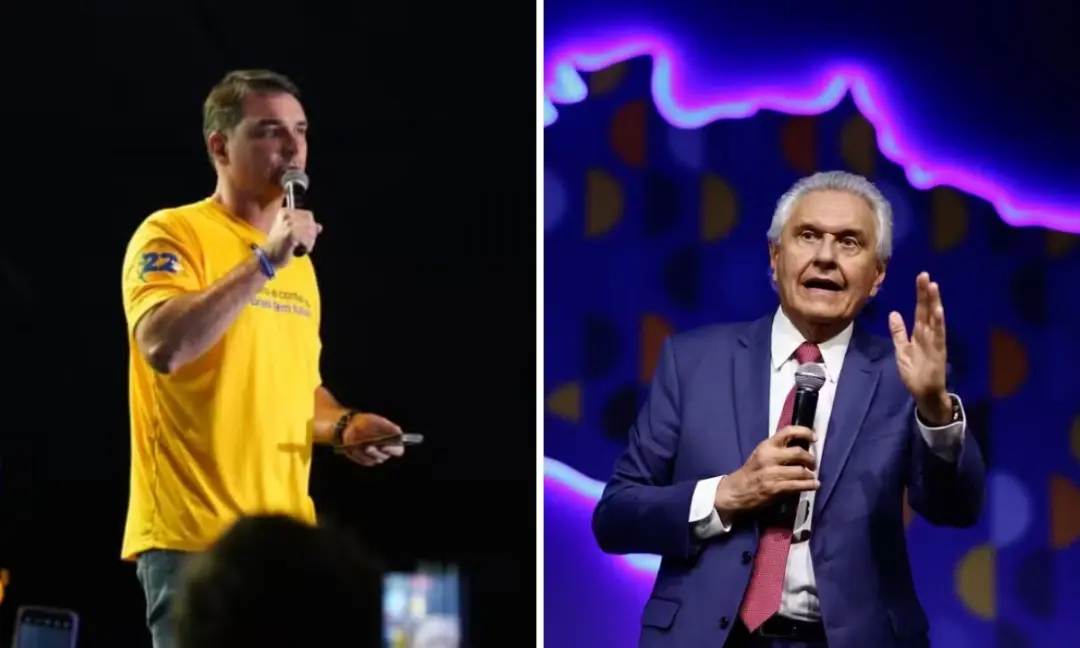 Goiânia, GO. Flávio Bolsonaro deve buscar apoio de Ronaldo Caiado nesta terça, já que Caiado teve 2.6 milhões de votos …