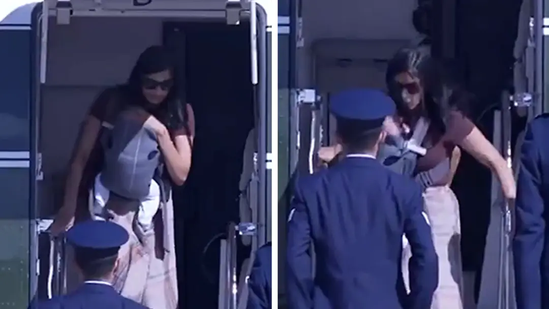 Usha Vance quase cai do helicóptero ao descer enquanto carregava o bebê. É preocupante ver situações assim acontecendo …