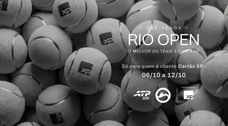 Rio Open 2027 com pré-venda exclusiva para clientes Cartão XP, com 20% de desconto até 12 de outubro. É um acesso antec…