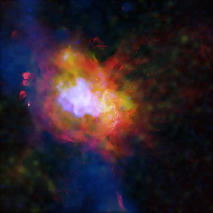 Galáxia tem centro agitado. Imagem do Observatório Chandra X-ray mostra a região central da Via Láctea, dominada pelo b…