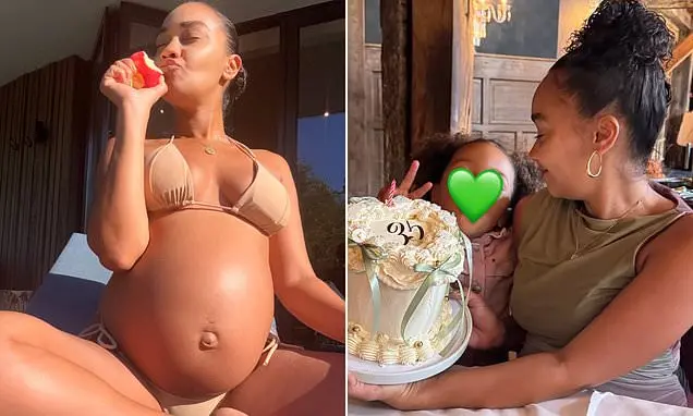 Leigh Anne Pinnock celebrou os 35 anos com fotos em um bikini cor de areia mostrando a barriga de grávida. É bom ver es…