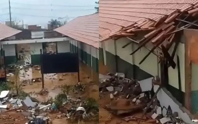 Temporal em Montes Claros destruiu a Escola Secundino Tavares e forçou a mudança de votação de 1.931 eleitores. É um ba…