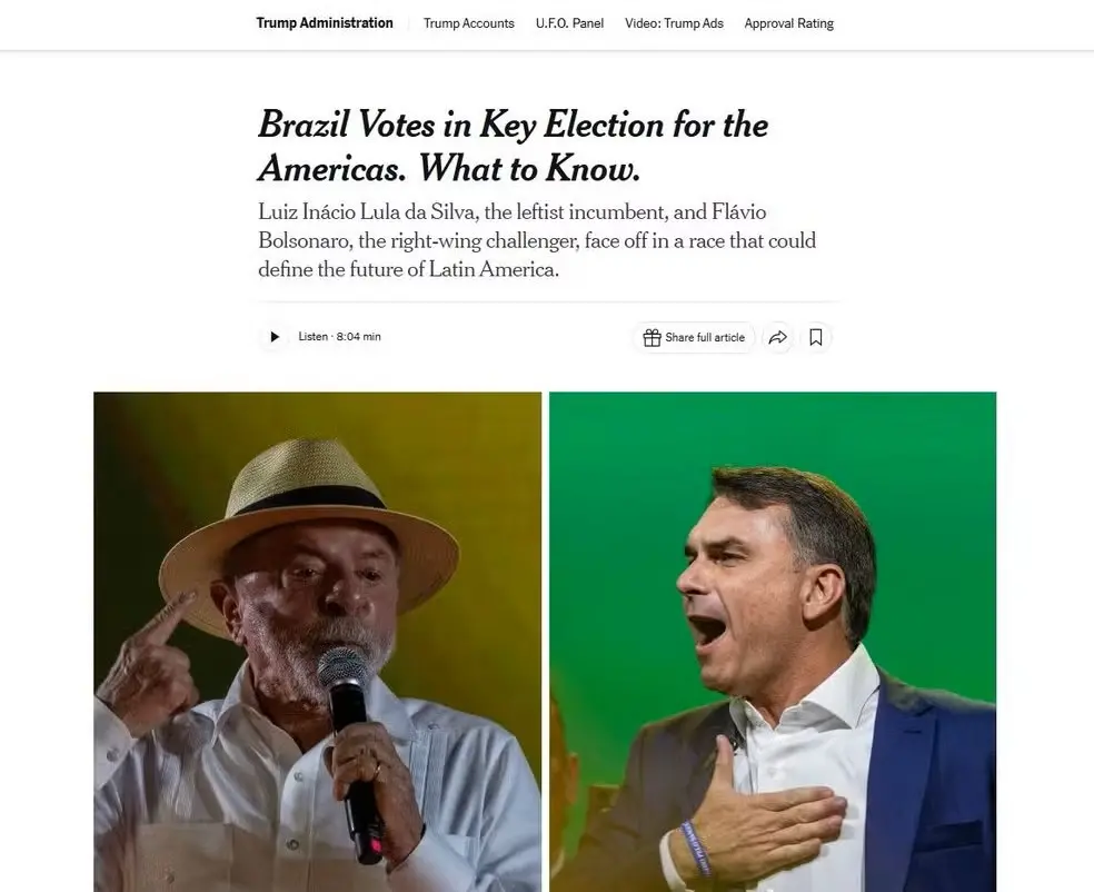A eleição brasileira de domingo ganha foco internacional, com análise sobre a disputa definir o futuro da América Latin…