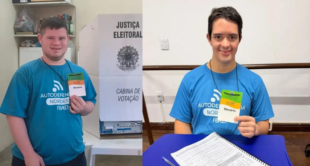 Dois jovens com síndrome de Down, Frederico Augusto e Gabriel Santiago, atuaram como mesários no Rio Grande do Norte. E…