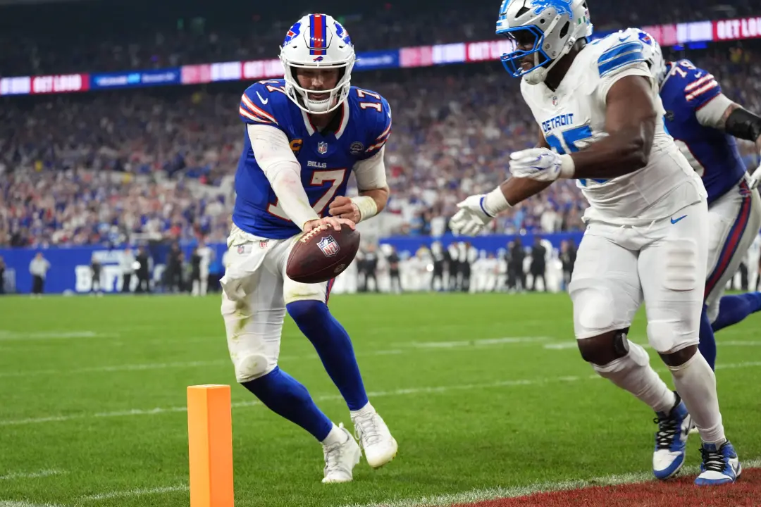 Josh Allen tá a um touchdown de marcar o recorde da Bills, igualando Andre Reed e Thurman Thomas com 87 touchdowns de j…