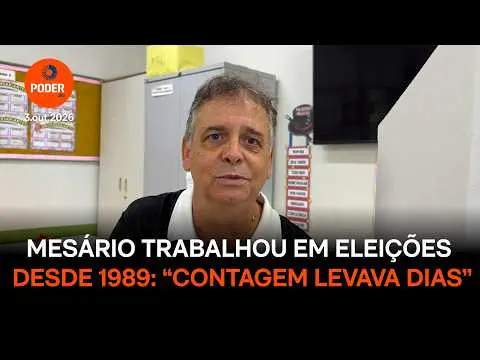 Airton Tomé Júnior, mesário na Asa Norte, atua desde 1989 e diz que a urna eletrônica acelerou a contagem que antes lev…