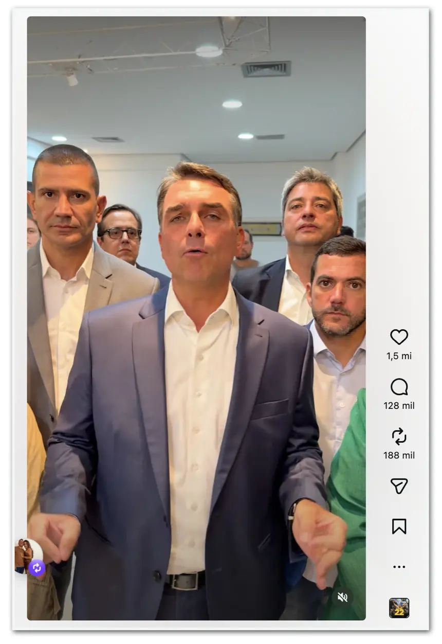 Flávio Bolsonaro somou 4,1 milhões de engajamentos no Instagram em 48 dias, mais que os 3,8 milhões de Lula. A concentr…