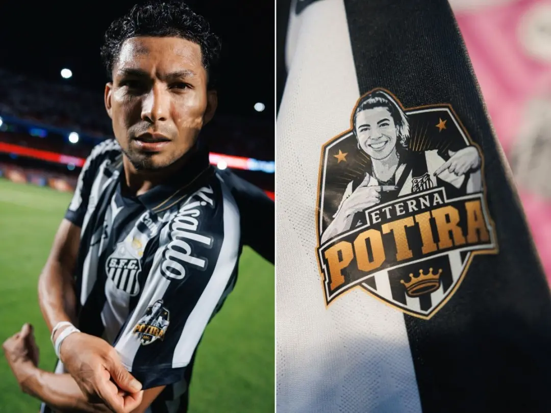 Jogadores do Santos usaram patch em homenagem à torcedora Naty Potira no clássico contra o São Paulo, no Morumbi. A hom…