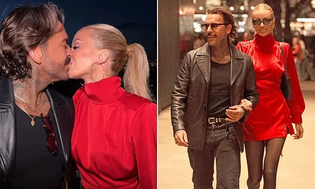 Olivia Attwood chegou ao lançamento da coleção River Island em Maine Mayfair com Pete Wicks, usando um conjunto vermelh…