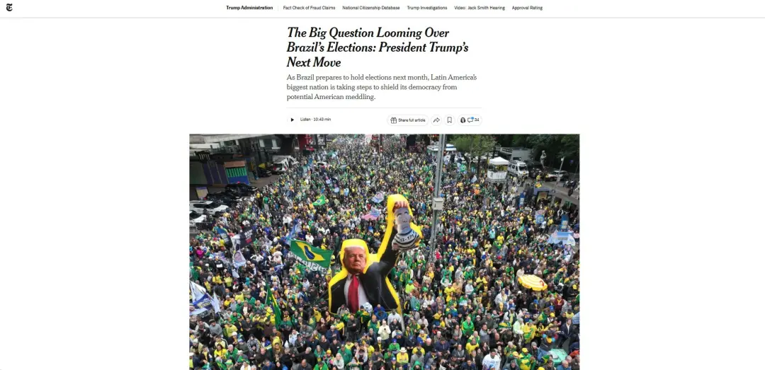 O New York Times dedicou página à eleição brasileira, destacando a disputa e o cenário econômico. Ver a política nacion…