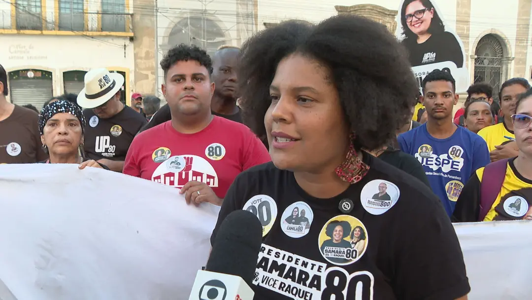 Samara Martins defendeu investimento na agricultura familiar durante caminhada no Centro do Recife. Ela propôs ampliar …