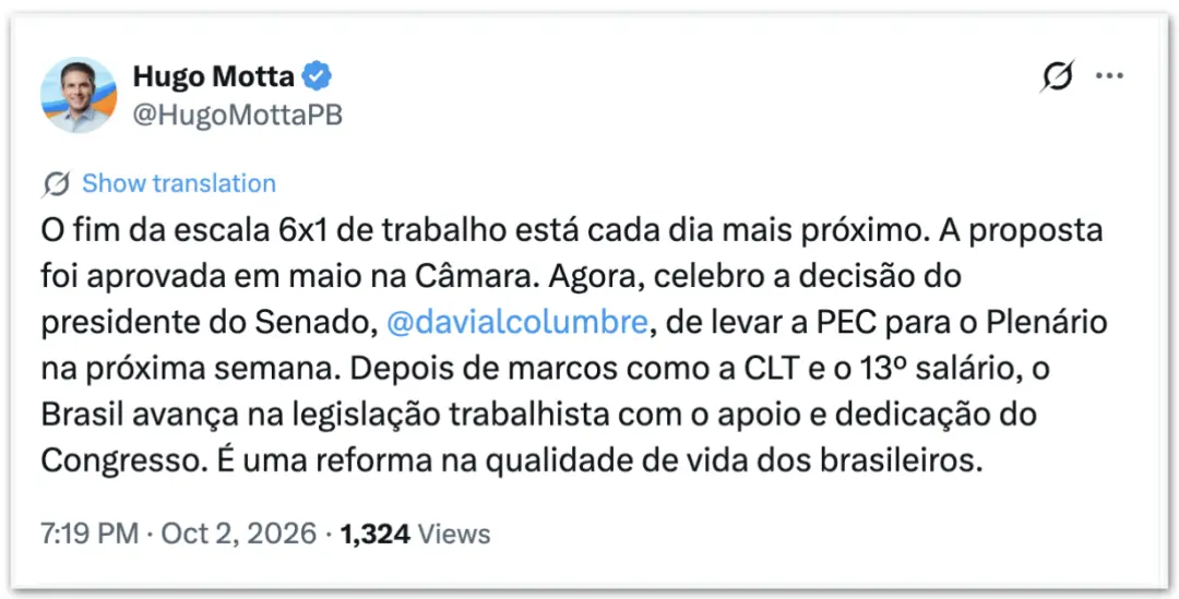 A PEC para acabar a escala 6x1 foi pautada no Senado por decisão de Alcolumbre. Essa mudança, que Motta compara à CLT, …