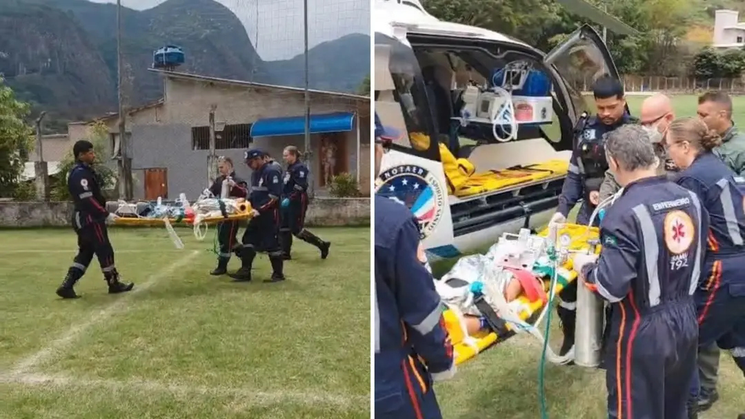 Quatro ocupantes na moto, uma criança de 4 anos gravemente ferida, depois de sair da pista e bater em placa no Espírito…