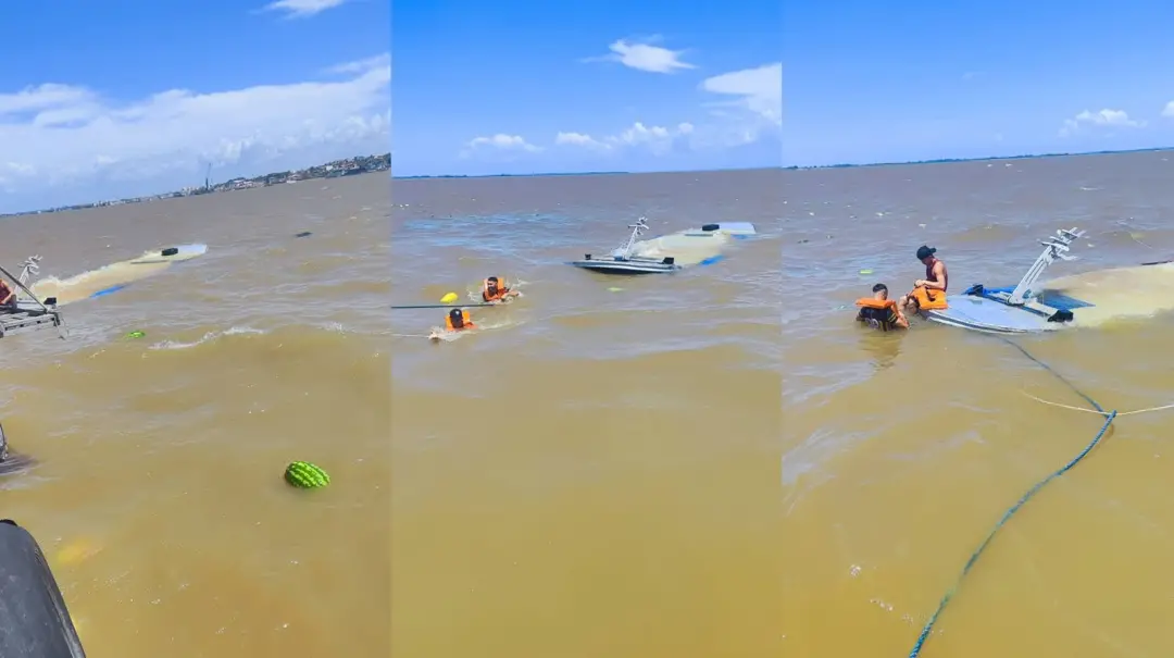 Santarém teve um acidente onde uma bajara com carga de melancias afundou no rio. Duas pessoas estavam a bordo e foram r…