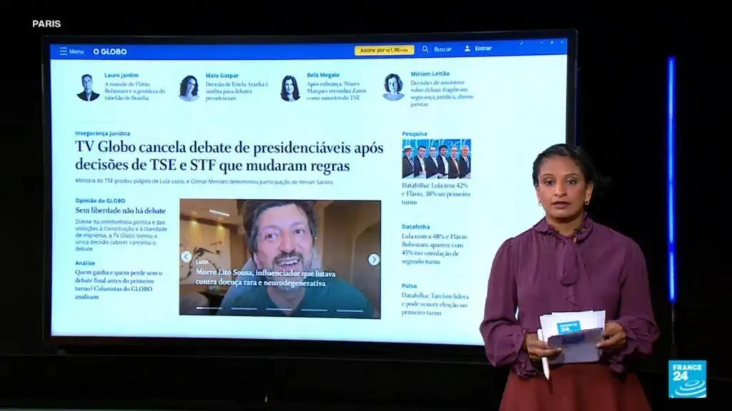 Lula e Flavio Bolsonaro retiraram-se do debate presidencial antes da eleição de dois turnos no Brasil. A ausência de de…