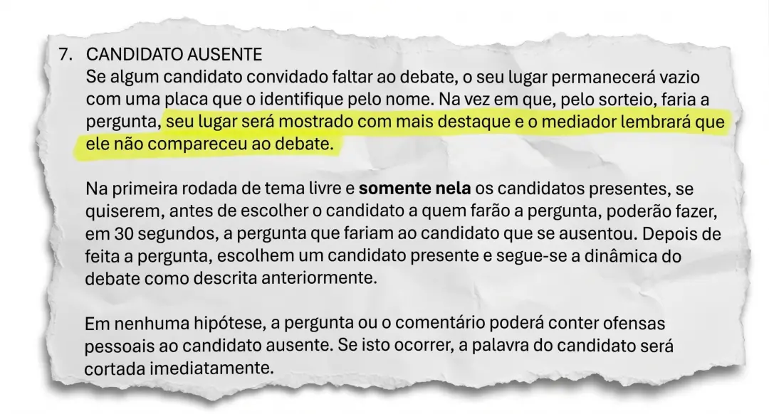 PT concordou com regras do debate da TV Globo e depois foi ao TSE derrubar a regra do púlpito vazio. É o caminho de ace…