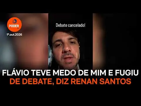 Renan Santos afirmou que Flávio Bolsonaro fugiu de debate na TV Globo, cancelado após mudanças de regra. O debate seria…
