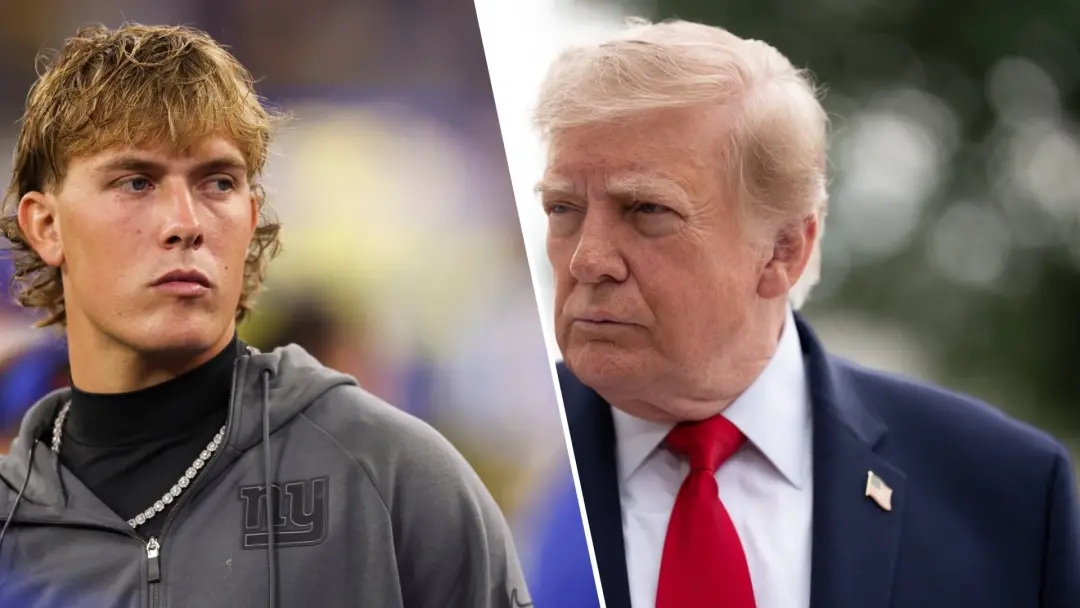 Jaxson Dart recebeu elogio de Donald Trump em discurso na Casa Branca, sendo chamado de muito bonito e com venda de cam…