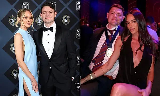 Emma Field, namorada nova de Lachie Neale, apareceu com um vestido bem revelador no jantar do Brisbane Lions em Brisban…