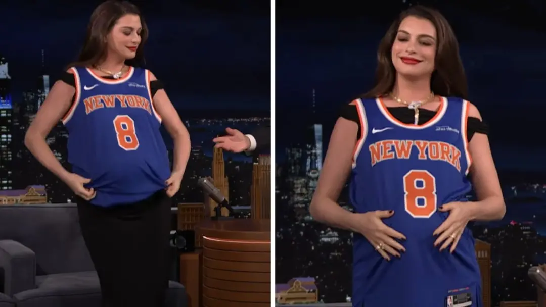 Anne Hathaway escolheu um campeonato do Knicks em vez de um segundo Oscar na Fallon. Ela ficou emocionada com presentes…