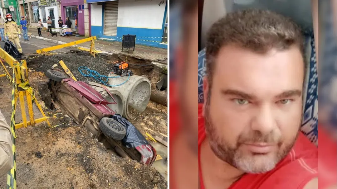 Prudentópolis, no Paraná, teve um motorista de 45 anos morto após cair no carro em uma cratera aberta na rua. É grave v…