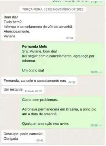 Viviane Barci de Moraes reservou voos em jato e helicóptero de Daniel Vorcaro para novembro do ano passado. Os planos f…