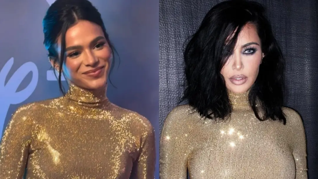Bruna Marquezine usou um vestido dourado na première de Amor da Minha Vida no Rio de Janeiro. A peça tem um brilho metá…