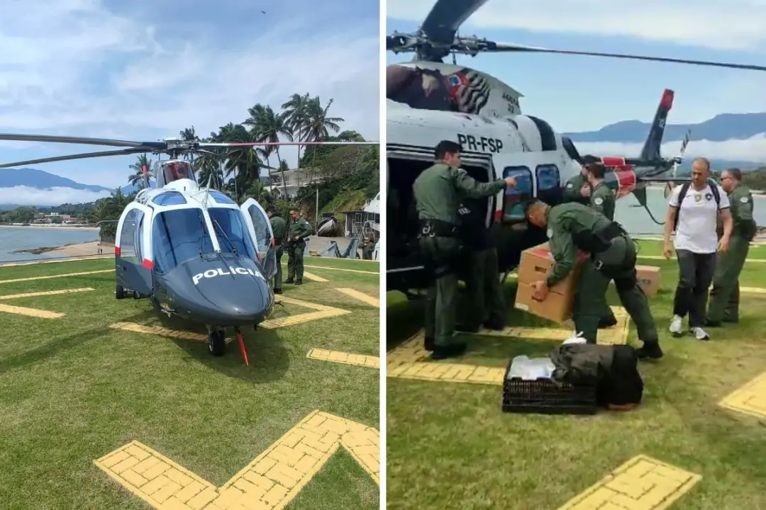 Ilhabela, SP usa helicóptero e balsa pra levar urnas eletrônicas a comunidades como Bonete e Castelhanos. É uma logísti…