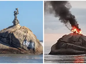 Incêndio destruiu a estátua da Pedra da Feiticeira no litoral de São Paulo. A perda de uma peça de arte como essa é um …