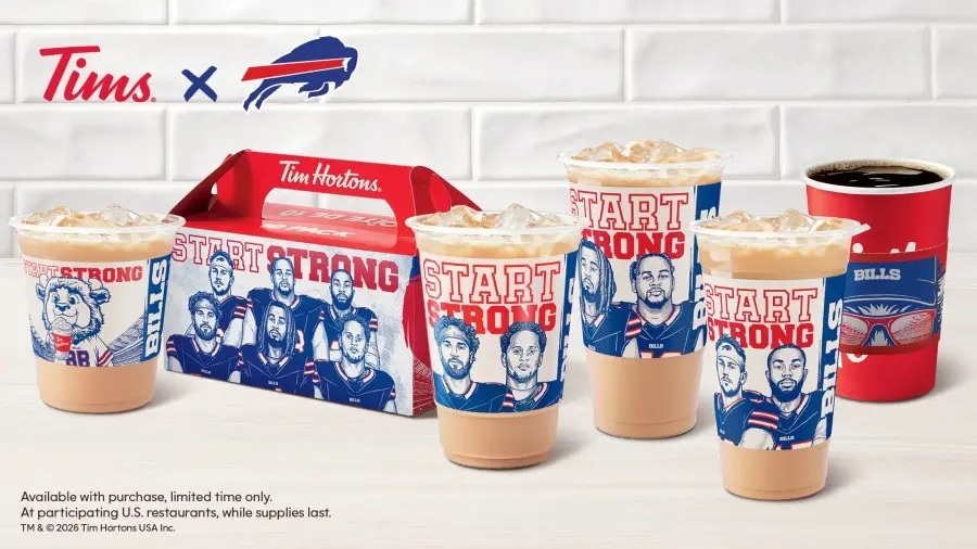 Tim Hortons lançou itens novos com tema Buffalo Bills em locais selecionados de Western New York. A parceria traz doces…