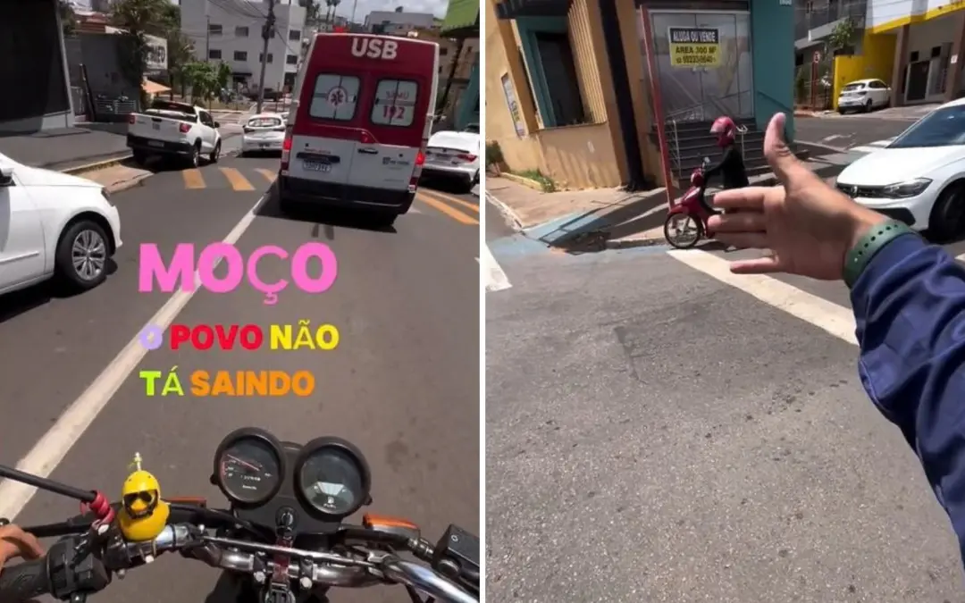 Em Rio Verde, na região sudoeste de Goiás, um motociclista parou o trânsito para dar passagem a uma ambulância, como mo…