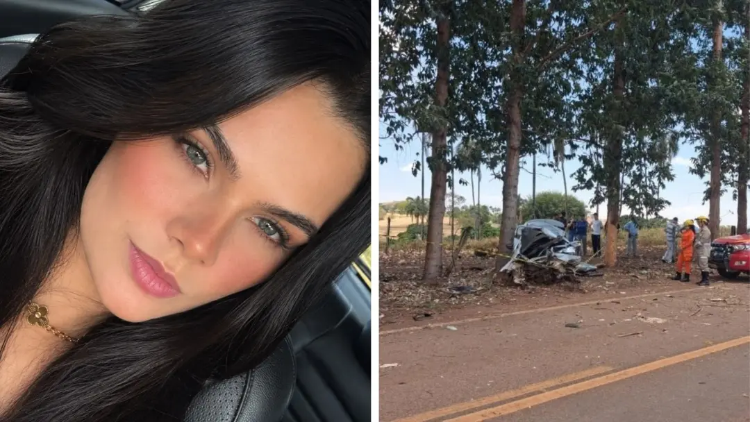 Natália Sousa Soares, ex-rainha de festa de peão, morreu após carro bater em árvore na GO-426 entre Inhumas e Santa Ros…