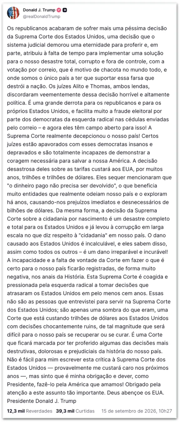46% dos adultos nos Estados Unidos afirmam ter muita ou bastante confiança no Judiciário. Esse índice está no menor nív…