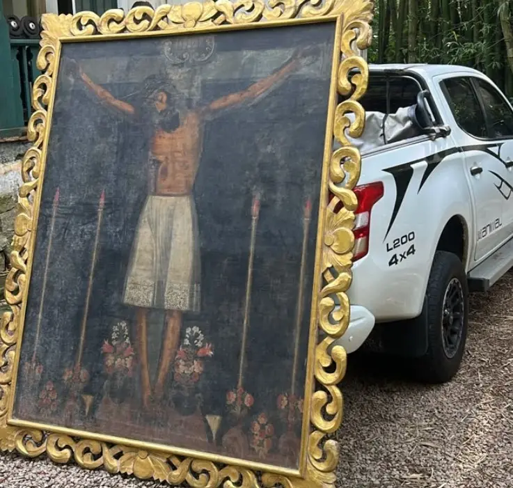 Pintura peruana de 300 anos foi recuperada pela PF no Alto da Boa Vista, Rio de Janeiro. Obra de valor cultural do Peru…