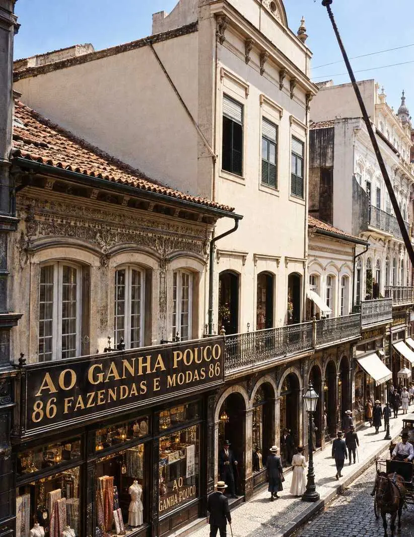 Rua do Ouvidor, em Porto Alegre, tinha a loja Ao Ganha Pouco, que vendia fazendas e modas, mas fechou sob as picaretas …