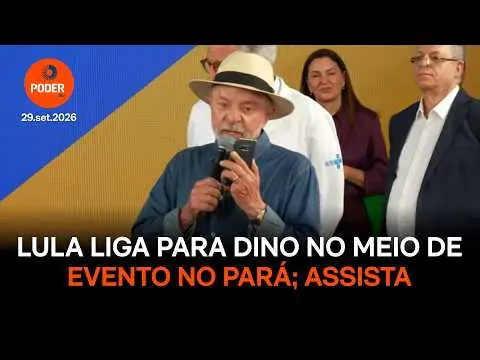 Flávio Bolsonaro criticou a ligação de Lula para Flávio Dino durante evento em Belém, PA, antes da sanção da lei de qua…